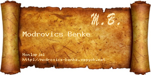 Modrovics Benke névjegykártya